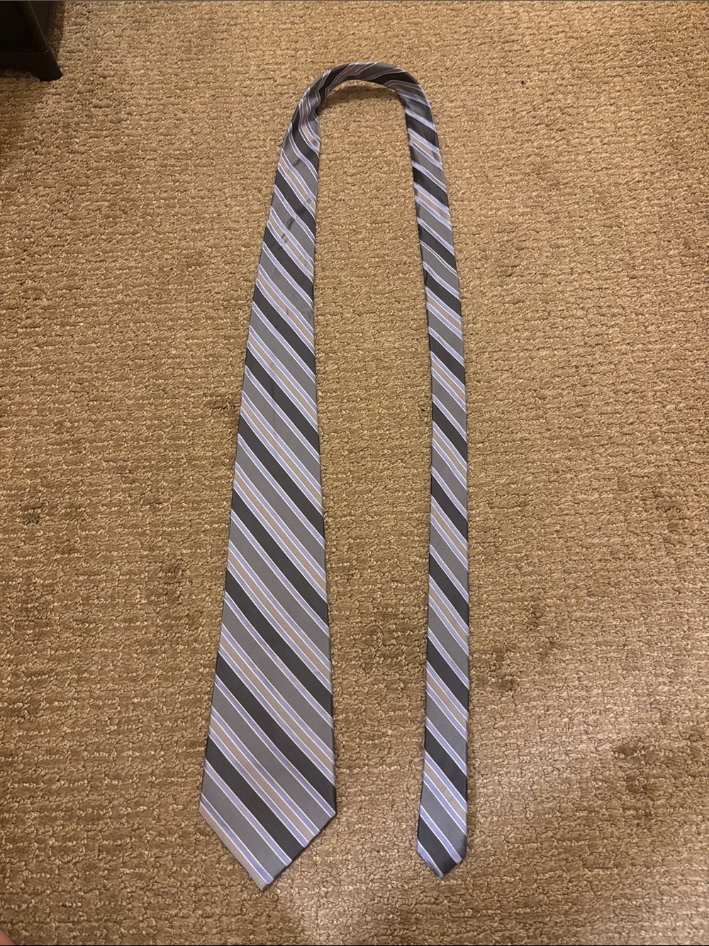 Stafford Silk Tie Gray Blue Striped Men’s Neck Tie 100% Silk